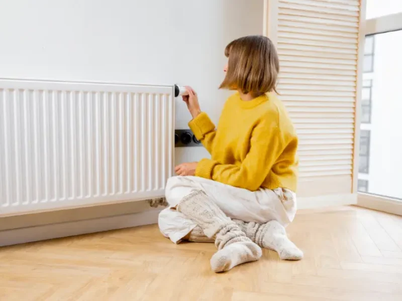 mujer regulando radiador calefacción Fongasca
